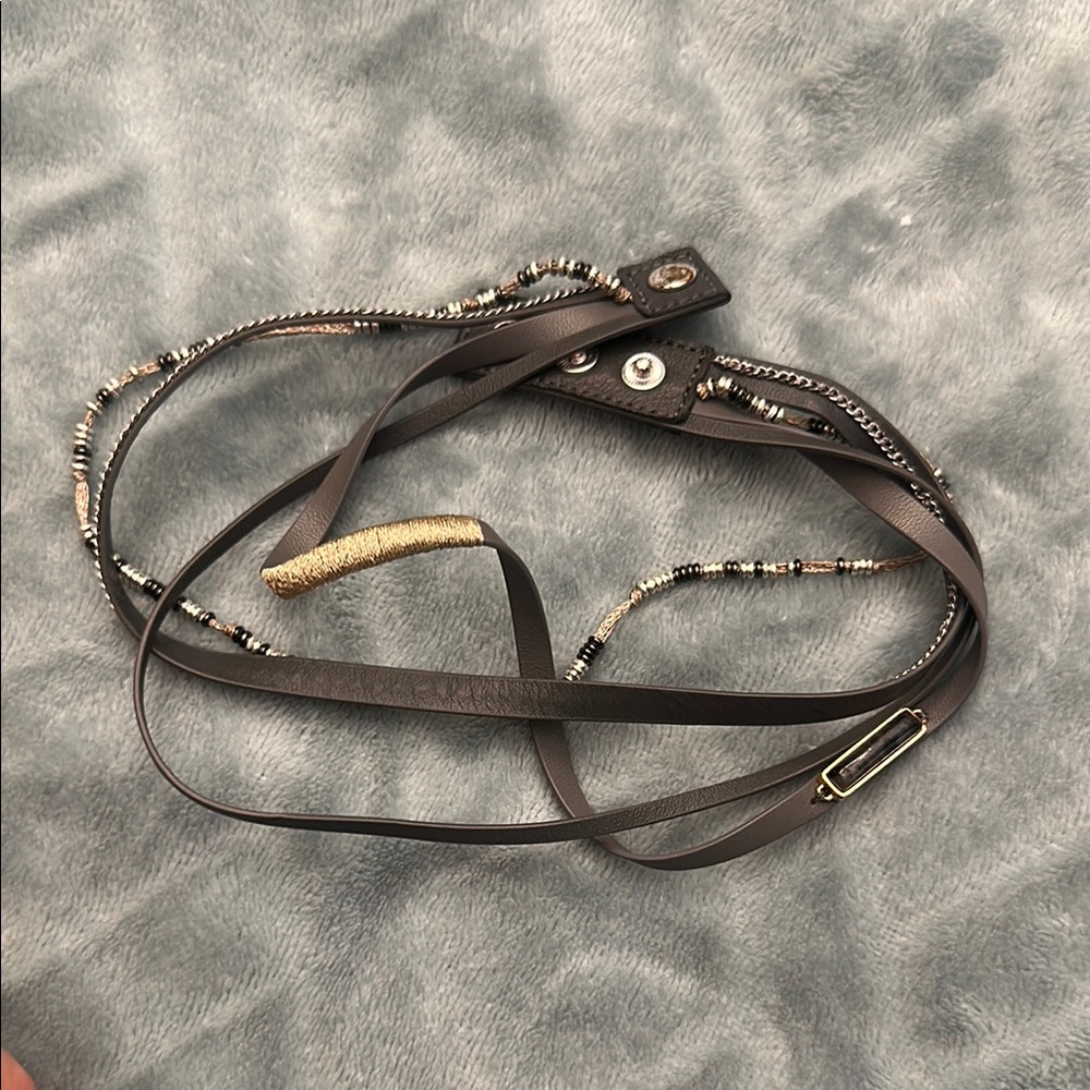 Stella & Dot Elegant Gray Leather Wrap Bracelet